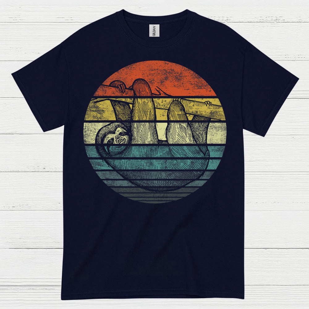 Vintage Sunset Sloth Graphic T Shirt