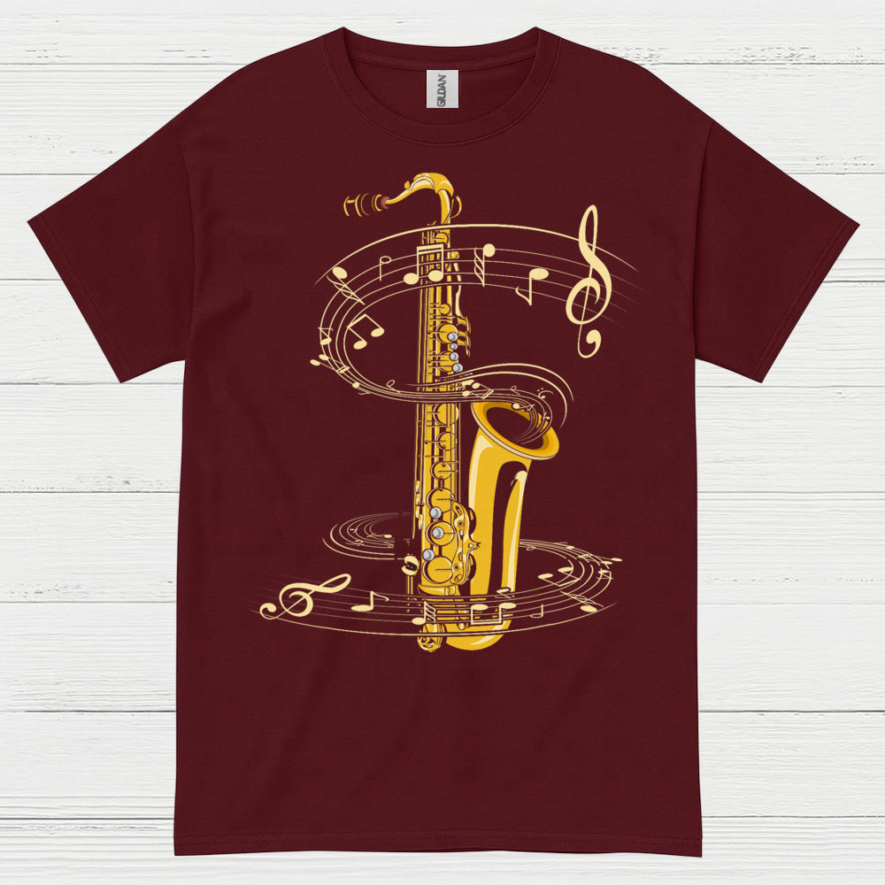 Golden Saxophone Music Art T Shirt