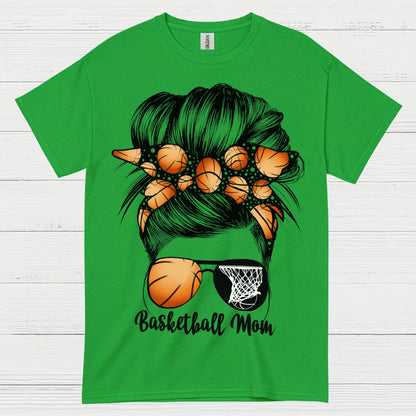 Basketball Mom Messy Bun Sunglasses T Shirt