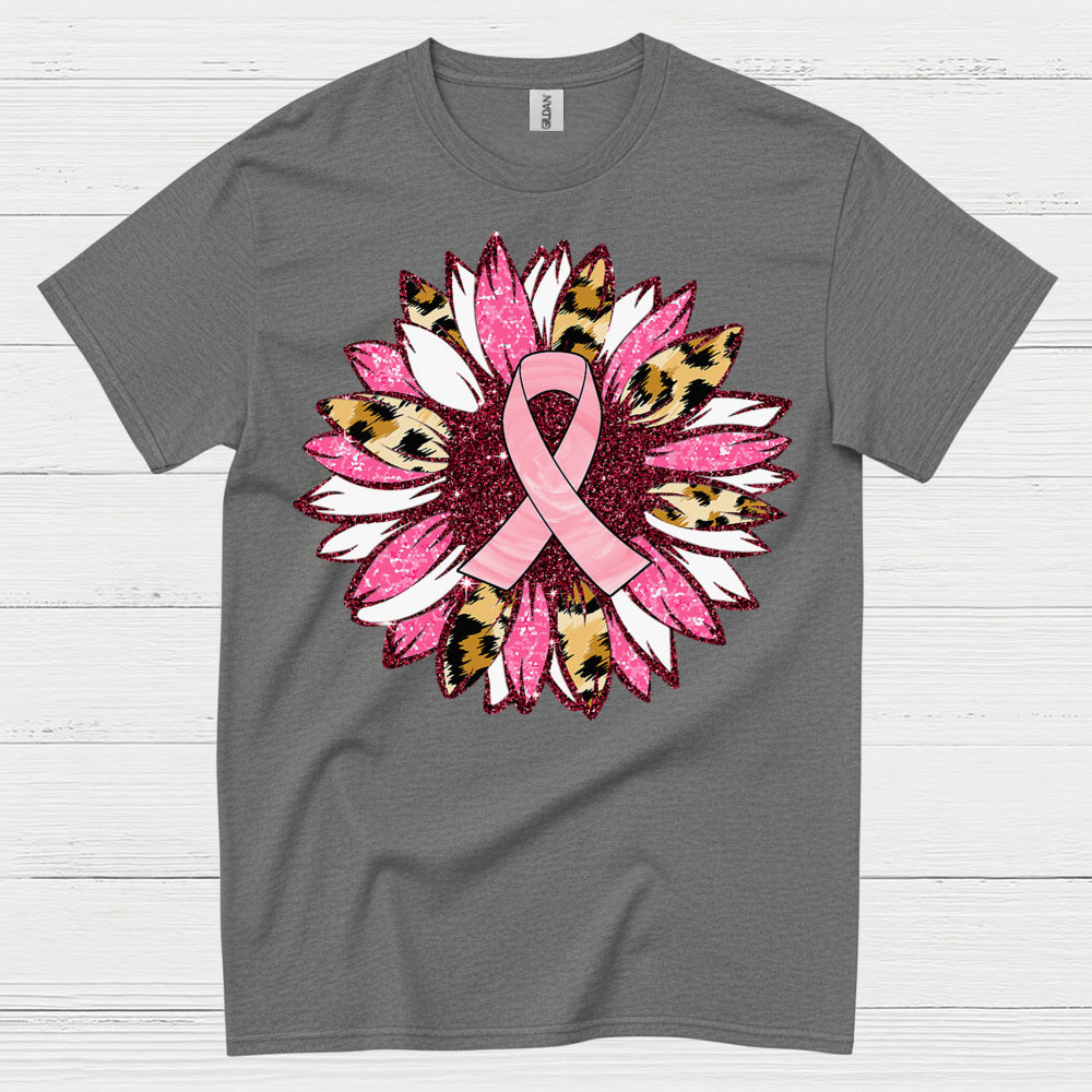 Breast Cancer Ribbon Floral Art T Shirt