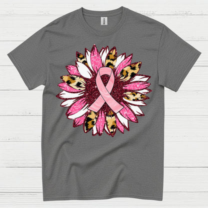 Breast Cancer Ribbon Floral Art T Shirt