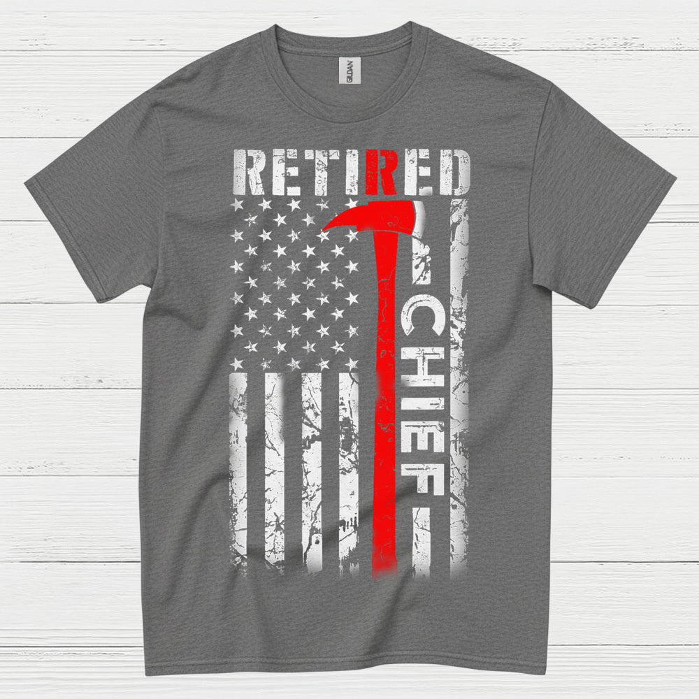 Retired Fire Chief Thin Red Line T Shirt