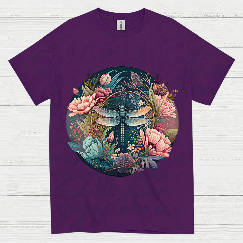 Dragonfly Floral Harmony T Shirt