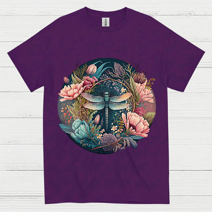 Dragonfly Floral Harmony T Shirt