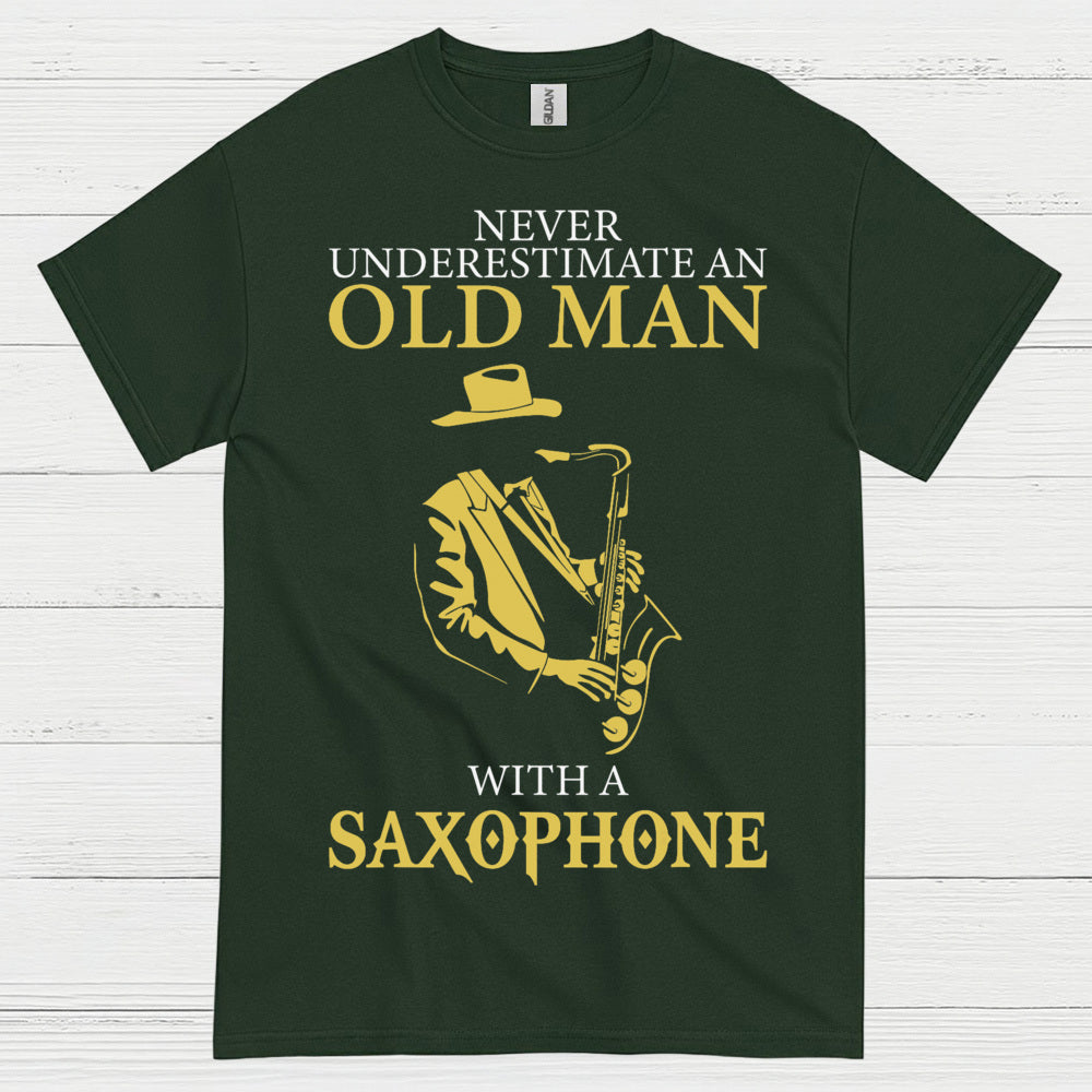 Never Underestimate Old Man Saxophone T Shirt