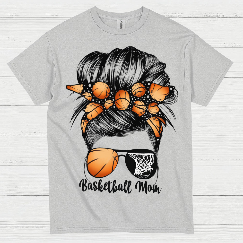 Basketball Mom Messy Bun Sunglasses T Shirt