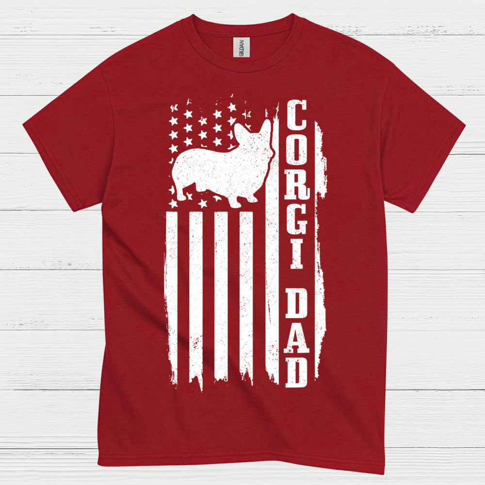 Corgi Dad American Flag T Shirt