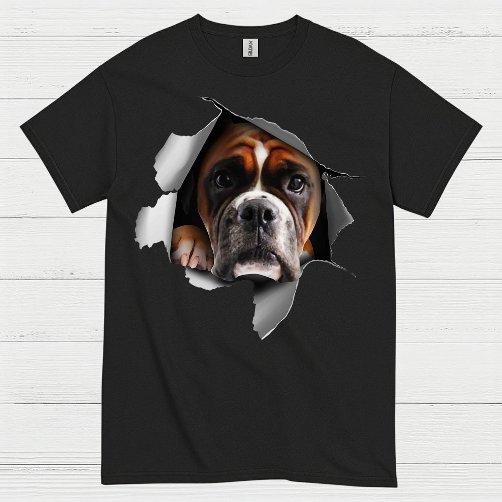 Peeking Boxer Dog T Shirt