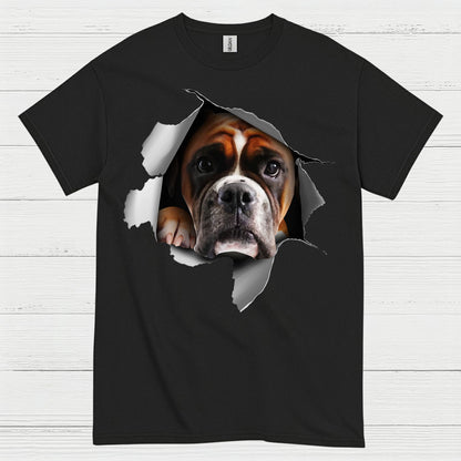 Peeking Boxer Dog T Shirt