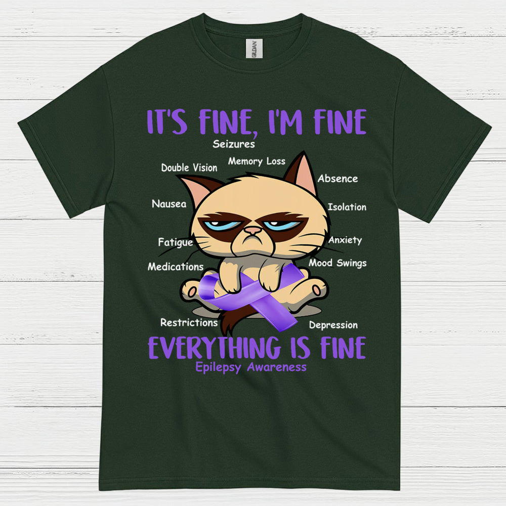 Its Fine Im Fine Epilepsy Cat T Shirt