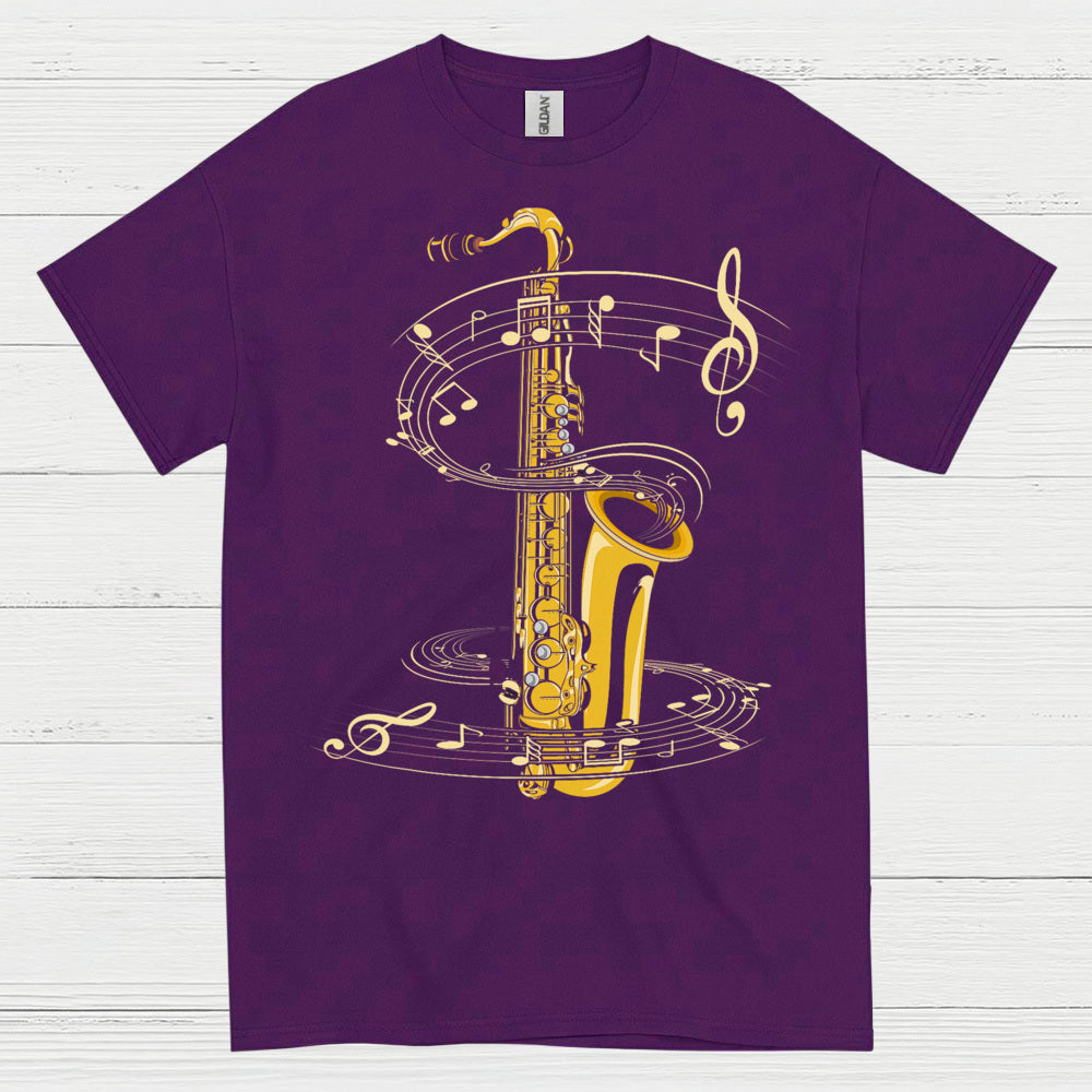 Golden Saxophone Music Art T Shirt