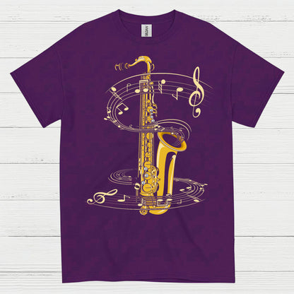 Golden Saxophone Music Art T Shirt