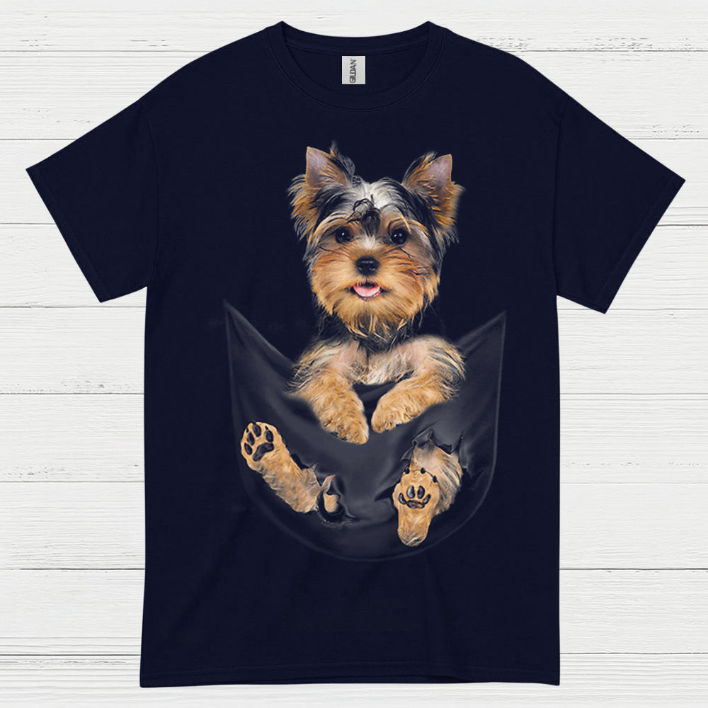 Cute Pocket Yorkie Puppy Dog Lover T Shirt