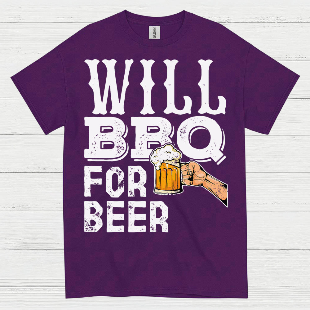 Will BBQ For Beer Funny Grill T Shirt