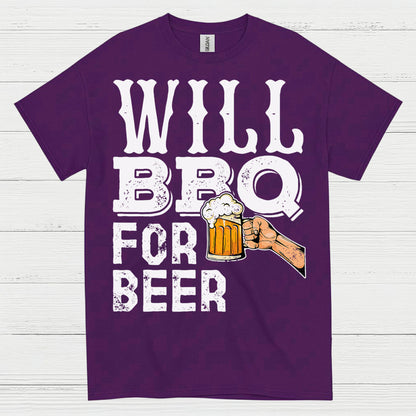 Will BBQ For Beer Funny Grill T Shirt