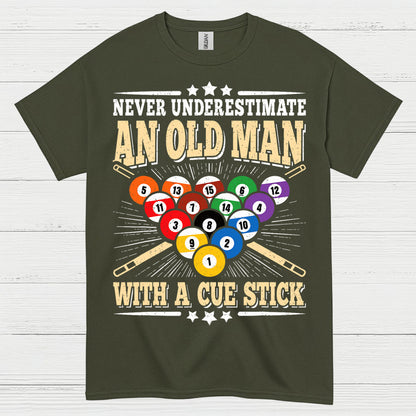 Never Underestimate An Old Man Pool T Shirt