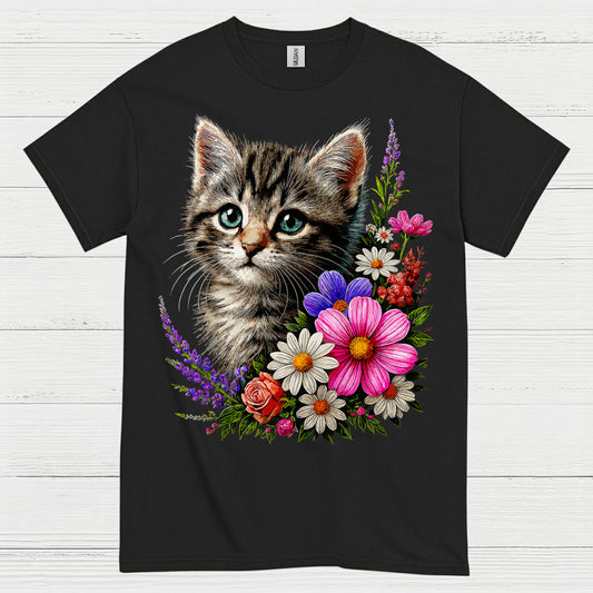 Cute Floral Cat Lover T Shirt