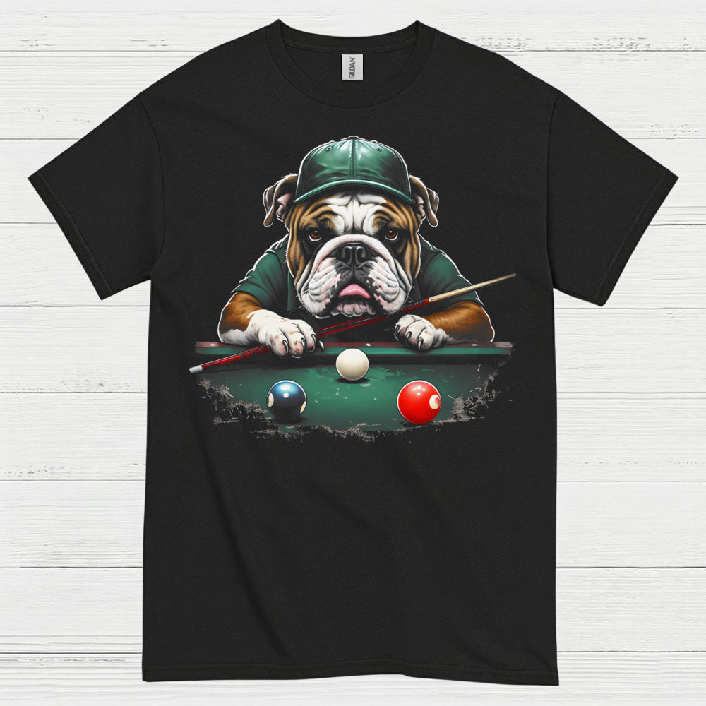 Bulldog Playing Pool Graphic T Shirt