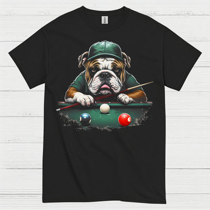 Bulldog Playing Pool Graphic T Shirt