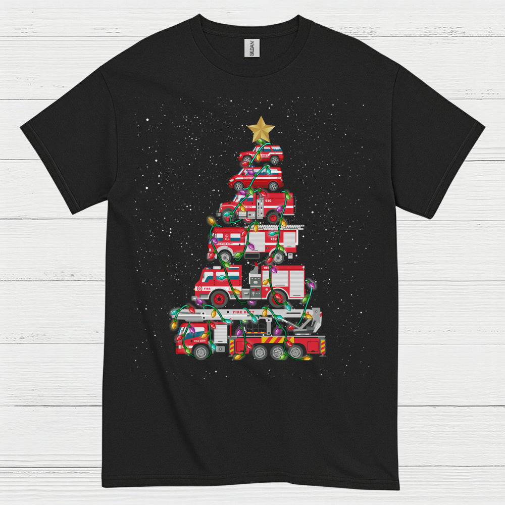 Fire Truck Christmas Tree Firefighter T Shirt