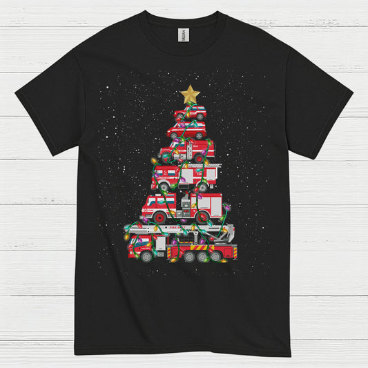 Fire Truck Christmas Tree Firefighter T Shirt