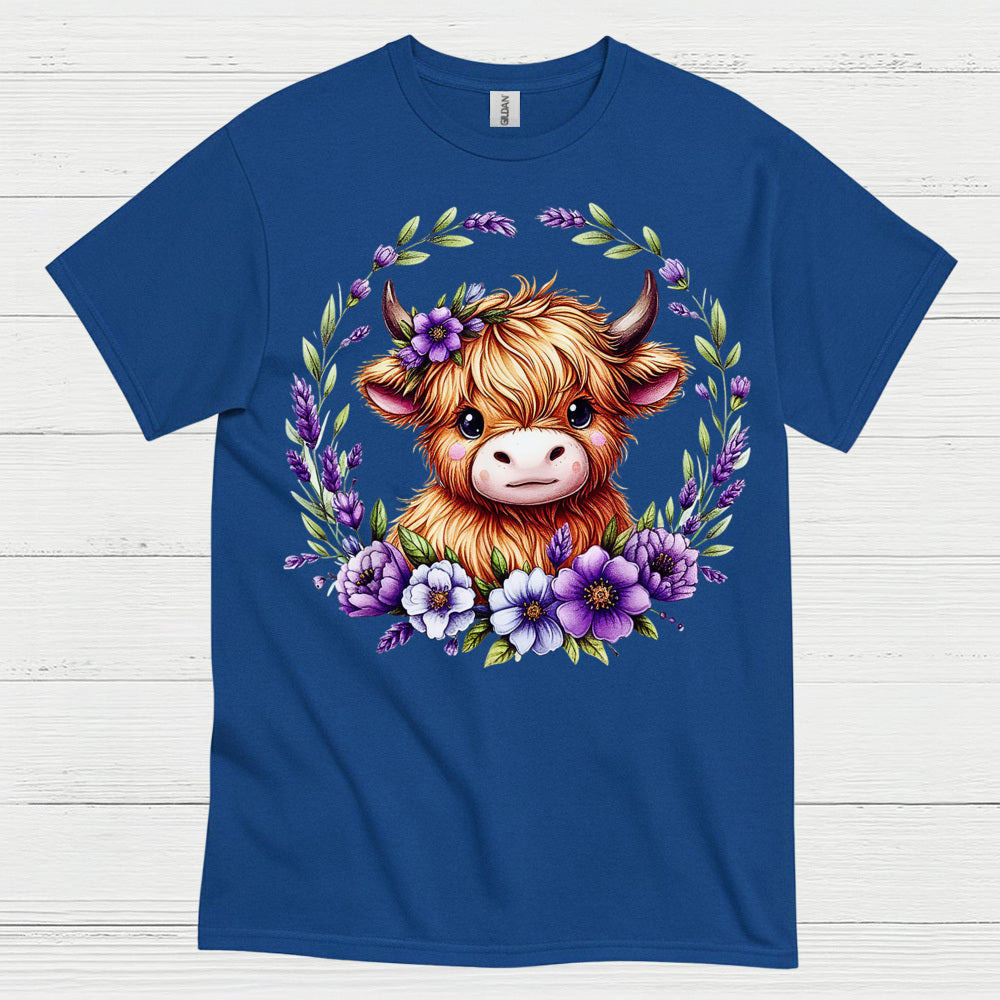 Floral Highland Cow T Shirt
