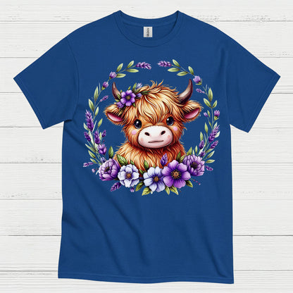 Floral Highland Cow T Shirt