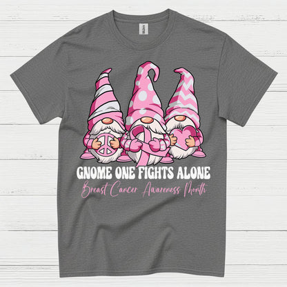 Gnome One Fights Alone Breast Cancer Awareness T Shirt