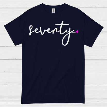 Seventy Minimal Script Birthday T Shirt