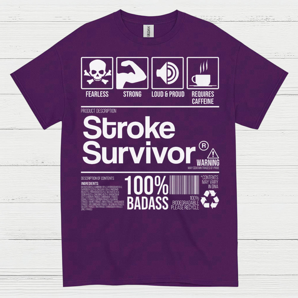 Stroke Survivor 100% Badass T Shirt