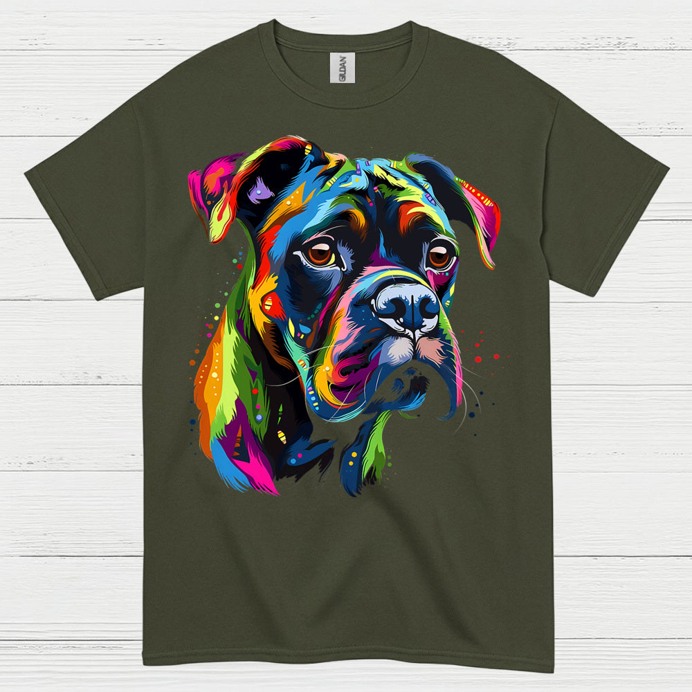 Colorful Boxer Dog Art T Shirt