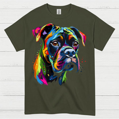 Colorful Boxer Dog Art T Shirt