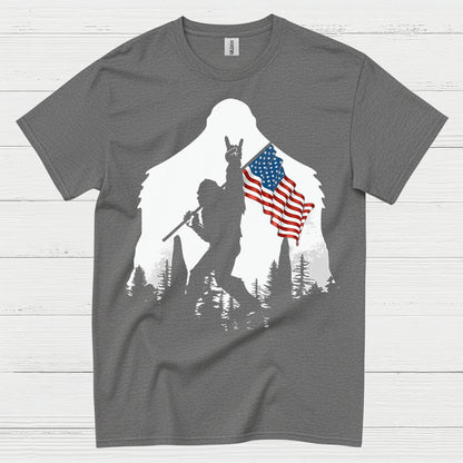 Patriotic Bigfoot American Flag T Shirt