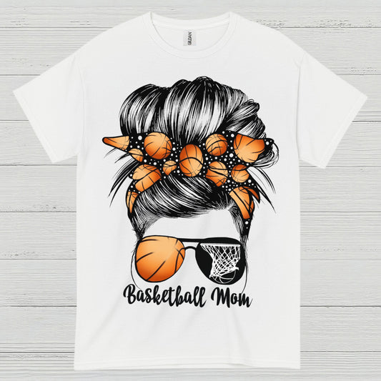 Basketball Mom Messy Bun Sunglasses T Shirt