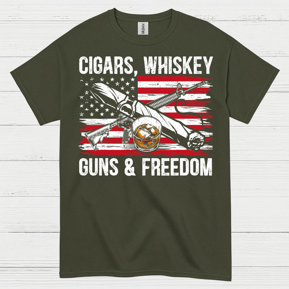 Cigars Whiskey Guns And Freedom T Shirt