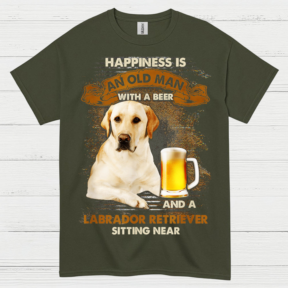 Happiness Is An Old Man With A Labrador T Shirt