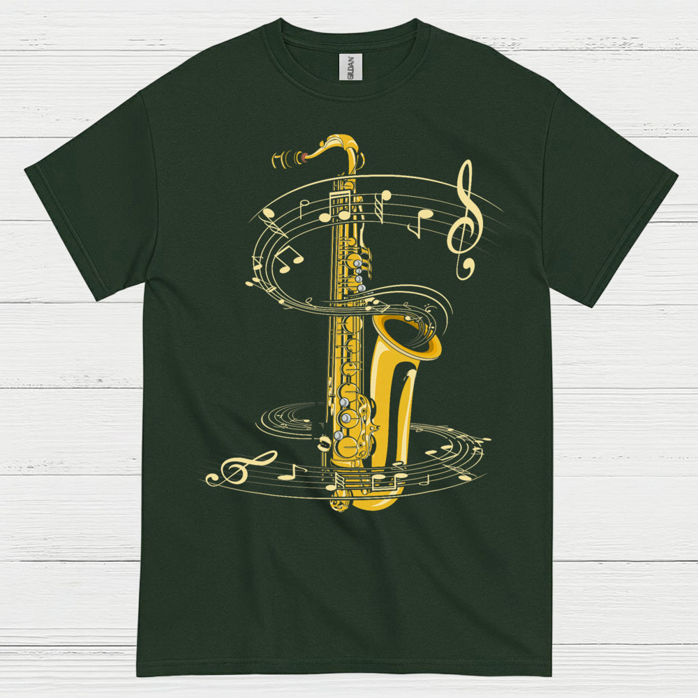 Golden Saxophone Music Art T Shirt