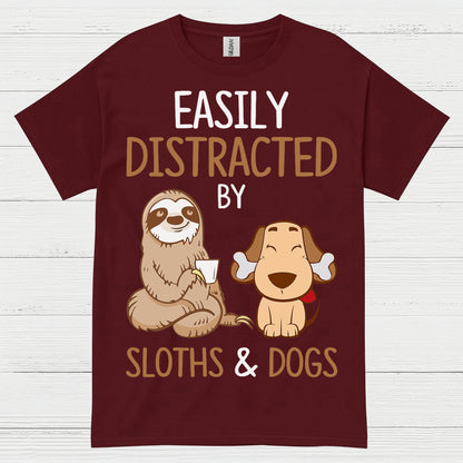 Easily Distracted Sloths And Dogs T Shirt