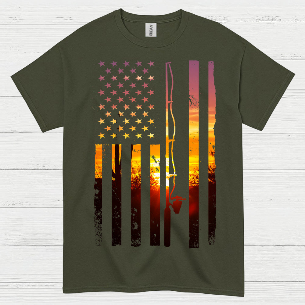 American Flag Fishing T Shirt