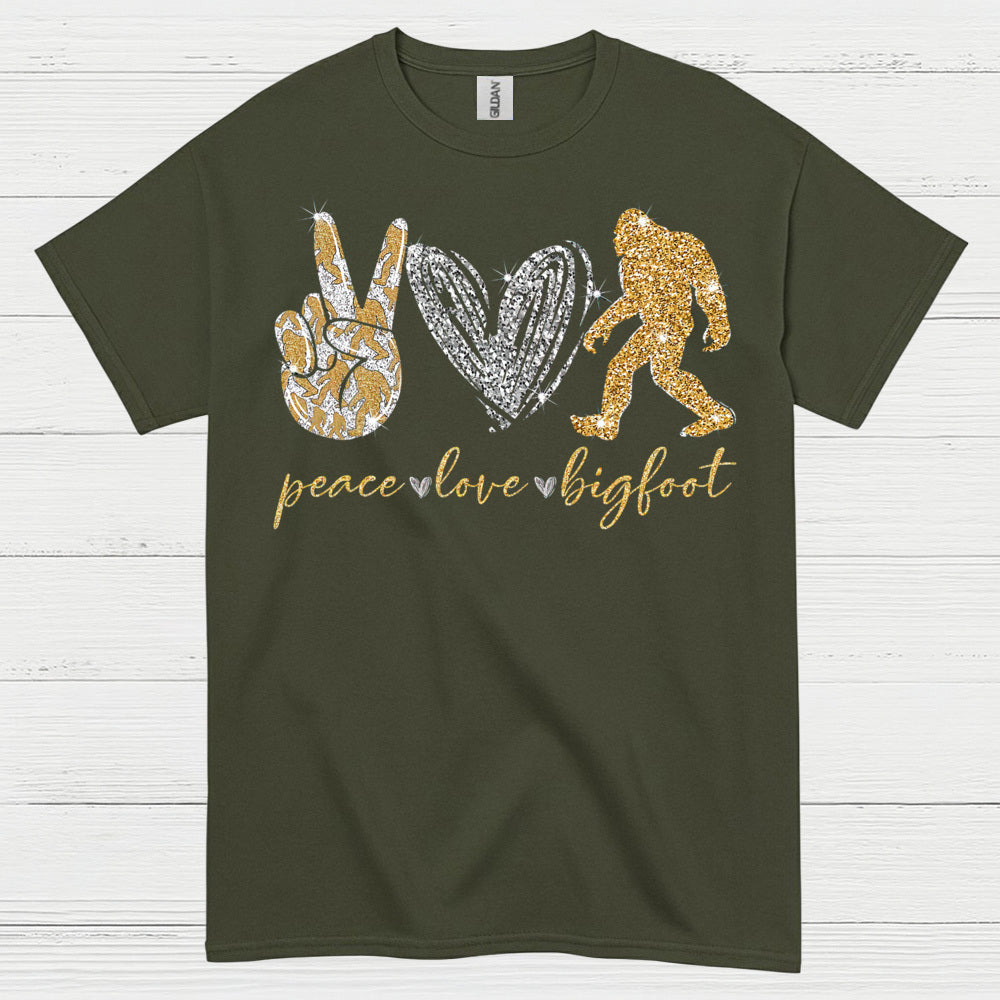 Peace Love Bigfoot T Shirt