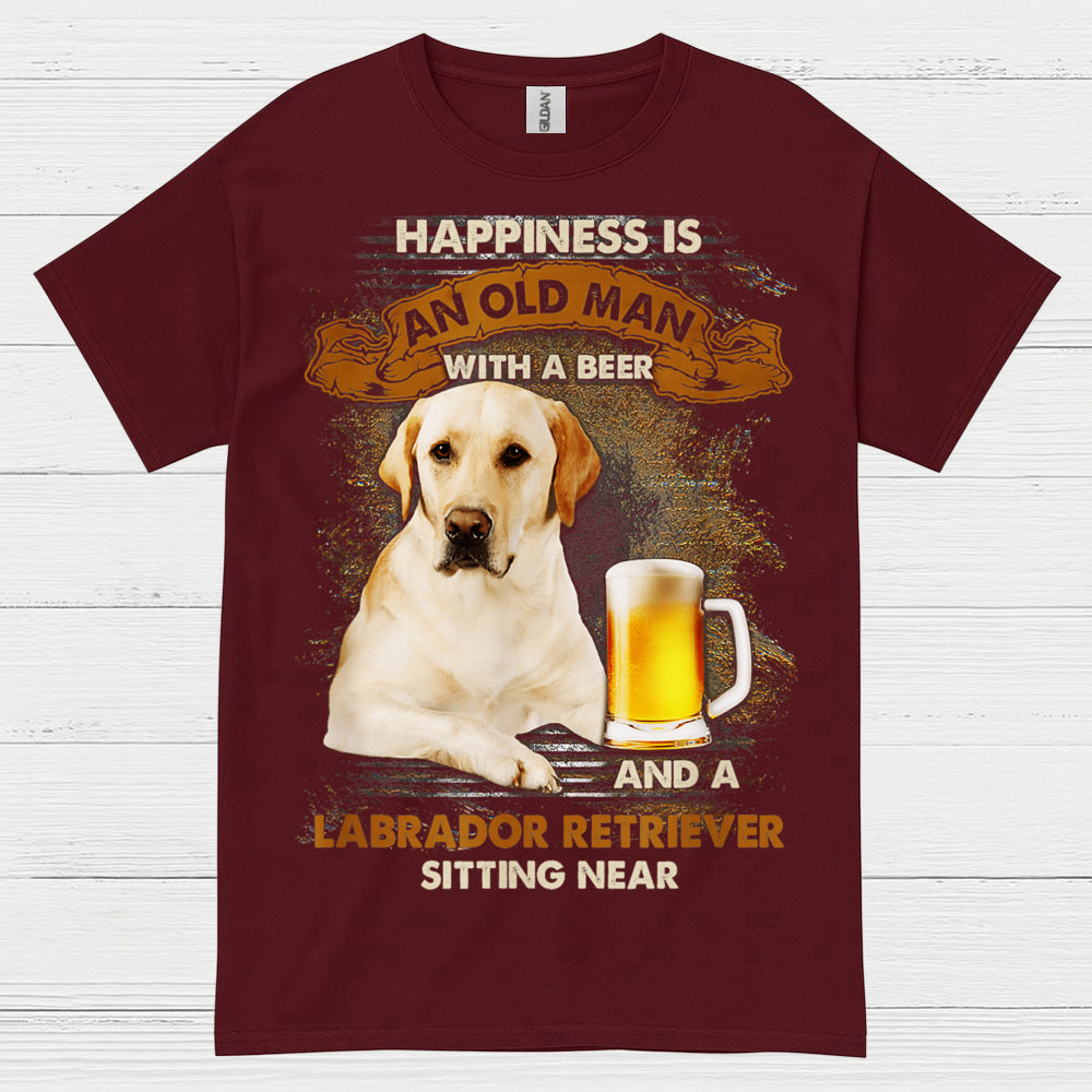 Happiness Is An Old Man With A Labrador T Shirt