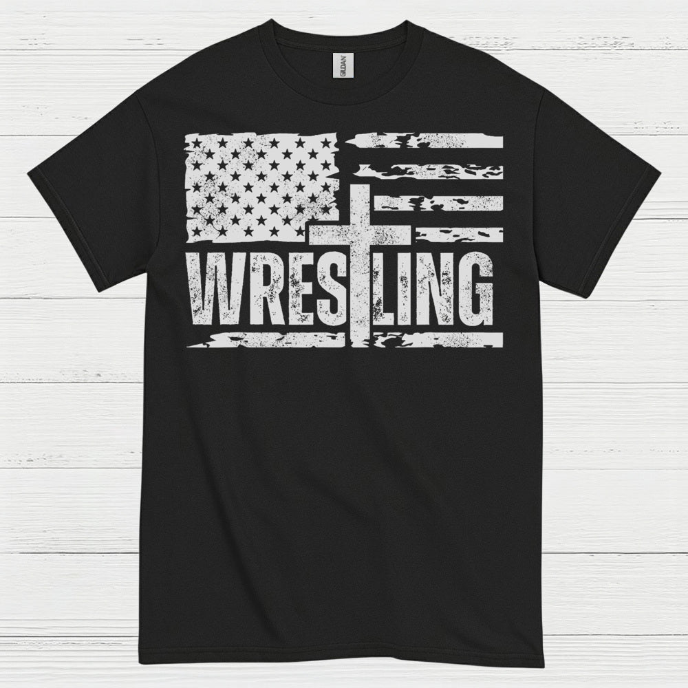 Wrestling American Flag T Shirt