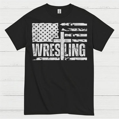 Wrestling American Flag T Shirt