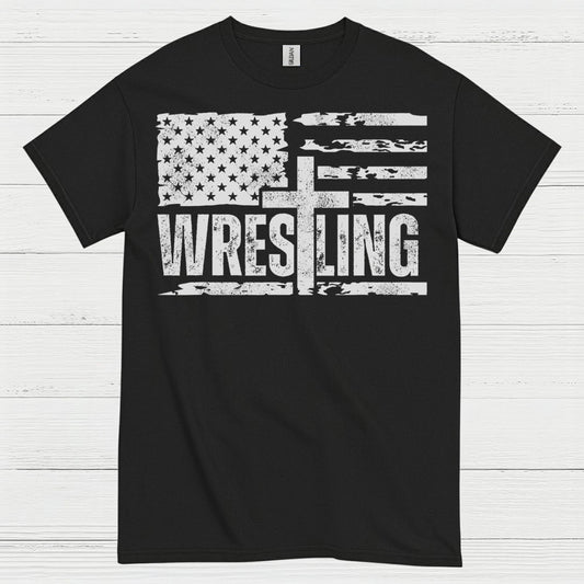 Wrestling American Flag T Shirt