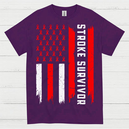 Stroke Survivor Patriotic Awareness Flag T Shirt