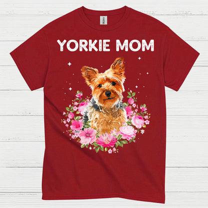Yorkie Mom Floral Dog Lover T Shirt