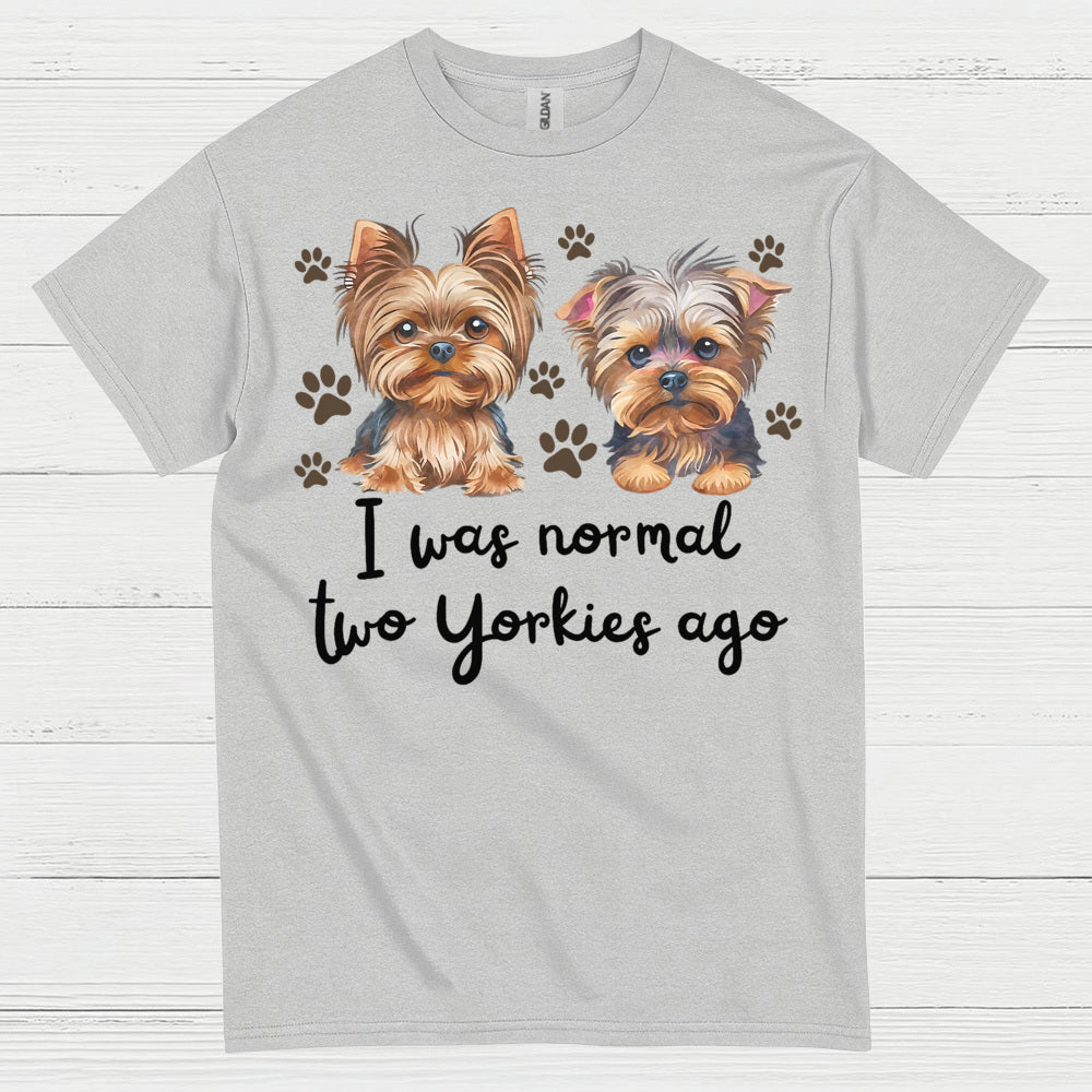 Funny Two Yorkies Ago Dog Lover T Shirt
