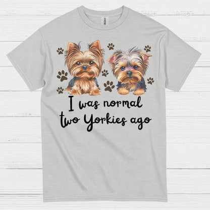 Funny Two Yorkies Ago Dog Lover T Shirt