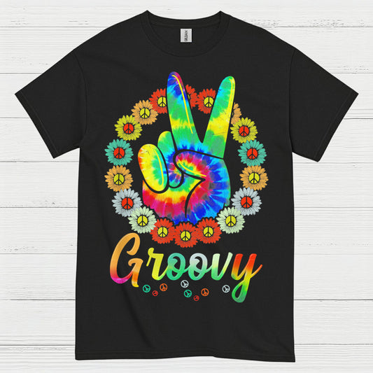 Groovy Tie Dye Peace Sign T Shirt