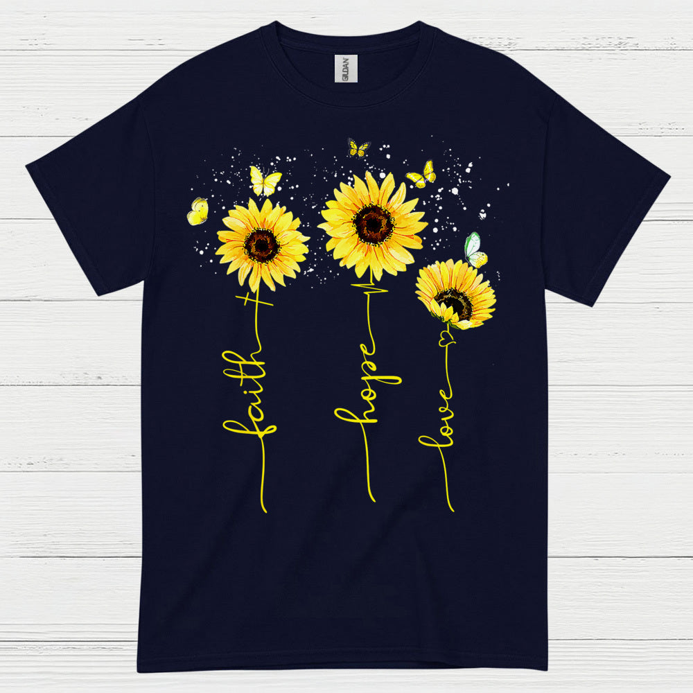 Faith Hope Love Sunflower Christian T Shirt